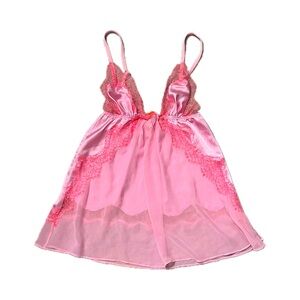 VICTORIA’S SECRET Elegant Pink Lace Chemise Babydoll Nightgown XS